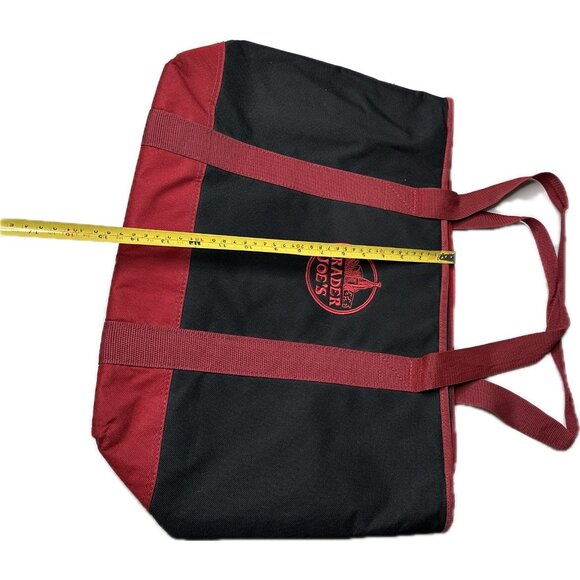 Trader Joe's Black Red Insulated Large Cooler Tote Reusable Shopping Bag 14x20 - Picture 6 of 6